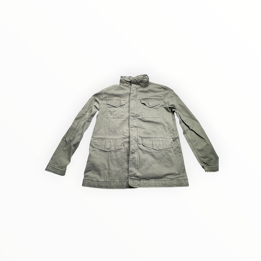 George Field Jacket Mens L Green Canvas Utility Military Mock Neck Four Pocket